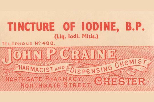 1920's Pharmacy Bottle Label Poster Print showcasing vintage pharmaceutical advertising.