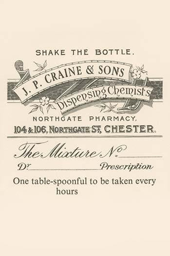 1920's Pharmacy Bottle Label Vintage Poster Print