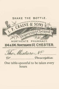 1920's Pharmacy Bottle Label Vintage Poster Print
