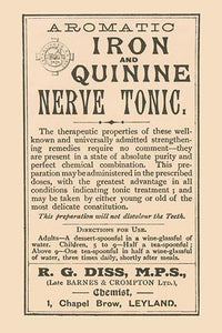 1920s Pharmacy Bottle Label Poster Print showcasing vintage pharmaceutical history.