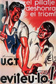 El Pillatje Deshonra el Triomf - Eviteu-lo! Poster Print featuring a man with rifles.