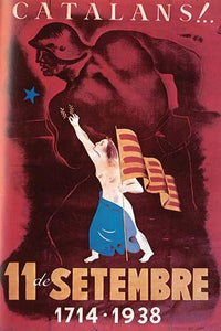 Bare-Breasted Liberty holding Catalan flag poster print