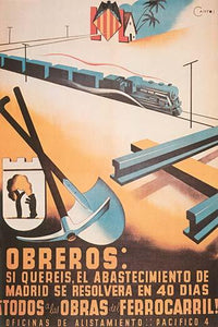 Todos a Las Obras del Ferrocarril! Poster Print featuring trains and railroad imagery.