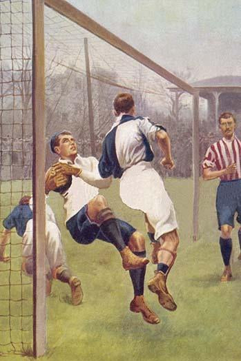 Soccer goalie poster print featuring shoulder push action