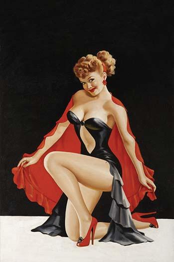 Beautiful Girl in High Heels & Two Piece Suit Kneeling Poster Print by Peter Driben.