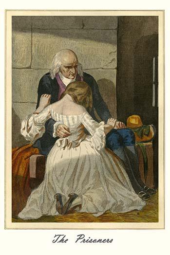Vintage art reproduction poster print of Prisoners by L. Massard