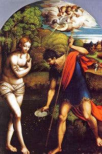 Baptism of Christ Poster Print by Girolamo Parmigianino, vintage art reproduction