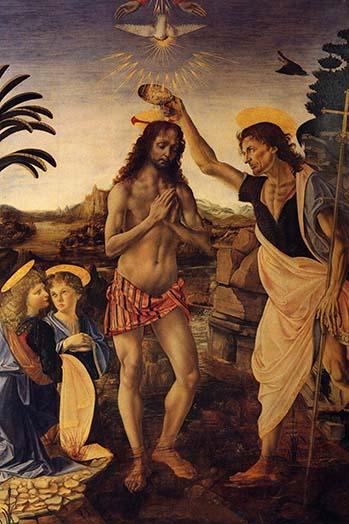 Baptism of Christ Vintage Art Print by Andrea de Verrocchio