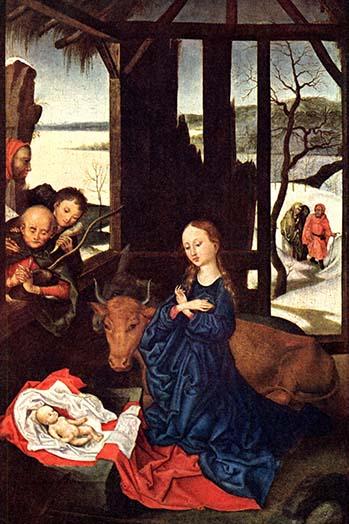 Birth of Christ Vintage Art Poster Print by Schonegaur 18x24
