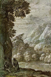 Christs Seduction in Wilderness Poster Print by Claude Lorrain, showcasing a serene landscape.