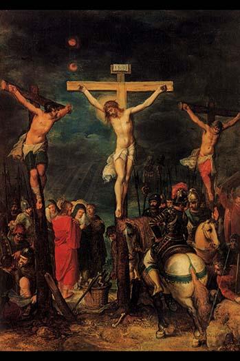 Crucifixion of Christ Fine Art Print by Francken, showcasing intricate details and rich colors.
