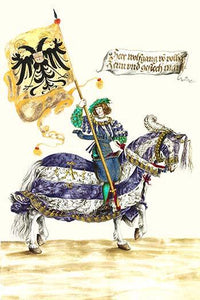German Knights in Horseback in Procession Poster Print