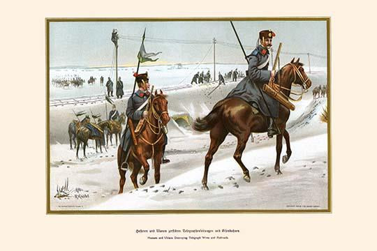 Hussars & Uhlans Destroying Telegraph Wires & Railroads Poster Print by G. Arnold