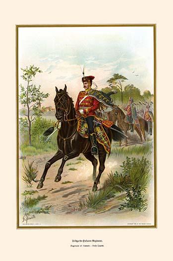 Hussar Body Guard Regiment Poster Print by G. Arnold showcasing historical military art.