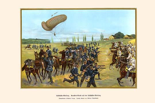 Balloon Reconnaissance Troops - Cavalry Attack on a Balloon Detachment Poster Print by G. Arnold