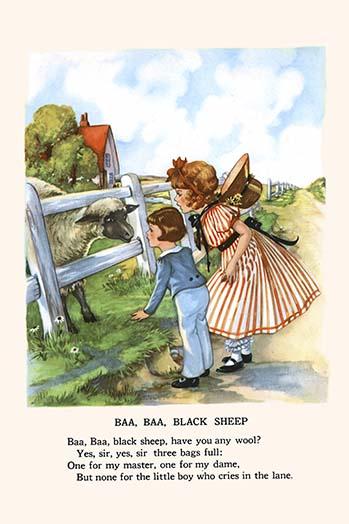 Baa Baa Black Sheep vintage art print by Bird & Haumann