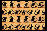 Zoetrope trip poster featuring two mice teasing a cat, colorful and whimsical design.
