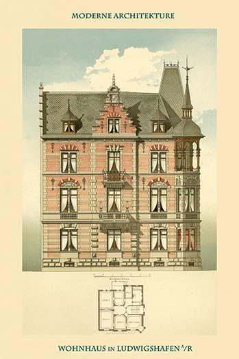 Residence in Ludwigshafen vintage art print by Franz Habich