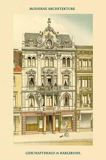 Vintage art poster print of Business in Karlsruhe by Frei