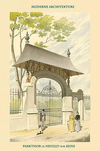 Gate in Neuilly by the Seine vintage art reproduction poster print.