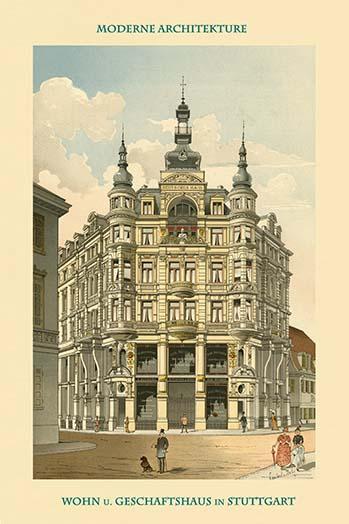 Deutscheshaus Apartment Building & Retail Businesses Poster Print