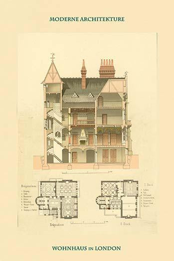 Home in London vintage art poster print by Burges
