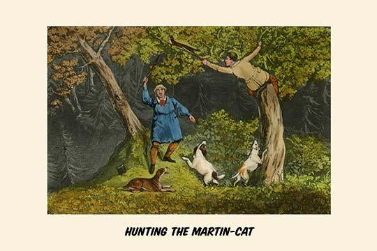 Young Boys with Their Dogs Chasing a Martin Up a Tree Poster Print by Henry Alken