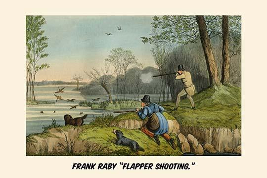 Shooting Birds on a Lake with Hunting Dogs Poster Print by Henry Alken
