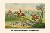 Huntsmen races with his hounds poster print by Henry Alken