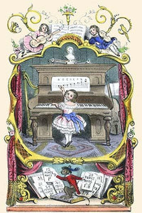 Vintage art print of a toddler playing piano by Charles Butler.