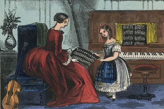 Mother and daughter musical chart poster print by Charles Butler