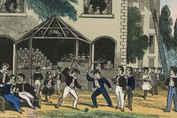 Children Yield Whips in a Game to Move an Object on the Ground Poster Print by Charles Butler