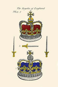 Regalia of England Crowns vintage art print by Hugh Clark.