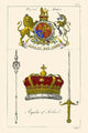 Regalia of Scotland vintage art print featuring arms, staff, sword, and crown.