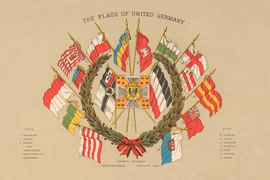 Flags of the Weimar Republic Poster Print showcasing historical city-states.