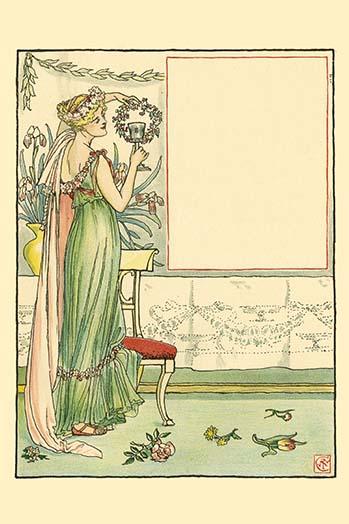 May-Day poster print by Walter Crane featuring a festive celebration scene.