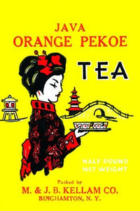 Half Pound Packing Bag for Orange Pekoe Tea Poster Print featuring an Asian woman serving tea.