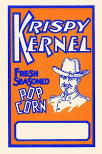 Krispy Kernel popcorn art poster print featuring a man in uniform.