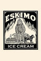 Eskimo ice cream advertising poster featuring a sled dog and master.