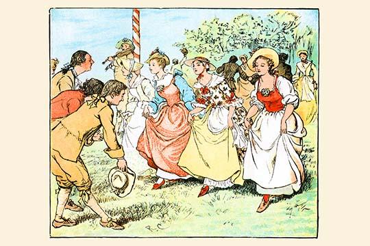 Courtesies & Bows at the Maypole Dance Poster Print by Randolph Caldecott