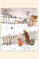 Four & Twenty Blackbirds Poster Print by Randolph Caldecott depicting children looking at blackbirds in the snow.