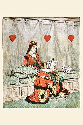 Poster print of The Queen of Hearts from Alice's Adventures in Wonderland by Randolph Caldecott