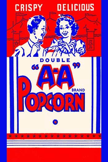 Popcorn fun fair poster print featuring a boy and girl enjoying popcorn.