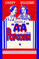 Popcorn fun fair poster print featuring a boy and girl enjoying popcorn.