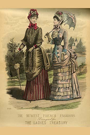 Ladies Treasury Magazine of French Fashion Poster Print featuring elegant vintage design.