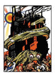 Giant worm monster being attacked by a mob in a dramatic scene poster print.