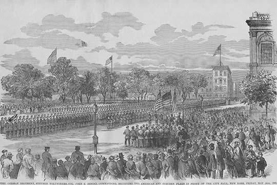 Troops Drill in Washington, DC Poster Print by Frank Leslie