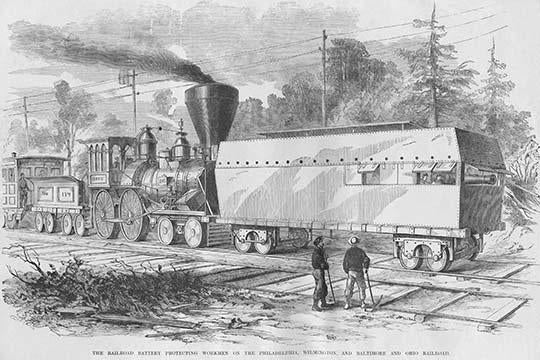 Railroad Battery Protects workmen on the Philadelphia, Wilmington & Baltimore & Ohio Railroad Poster Print