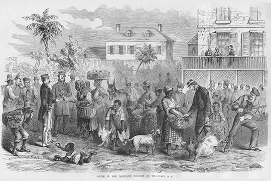 African Americans Market Goods to Local Soldiers Poster Print by Frank Leslie