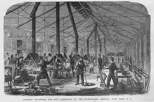 Ironwork Forges for Gun Carriages Poster Print by Frank Leslie